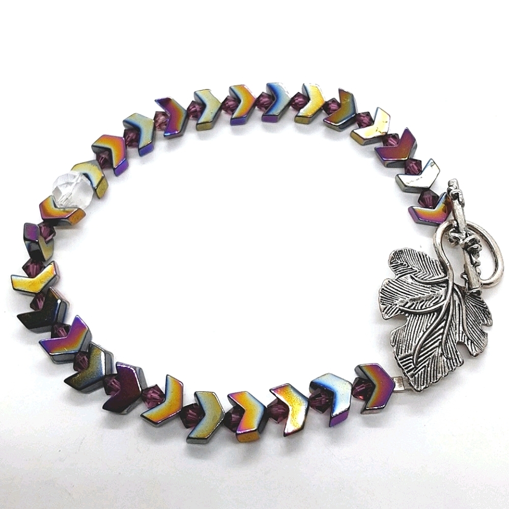 8.25 inch iridescent hematite bracelet